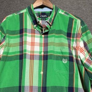 Chaps Green Plaid Long Sleeve Men's Shirt Size XXL